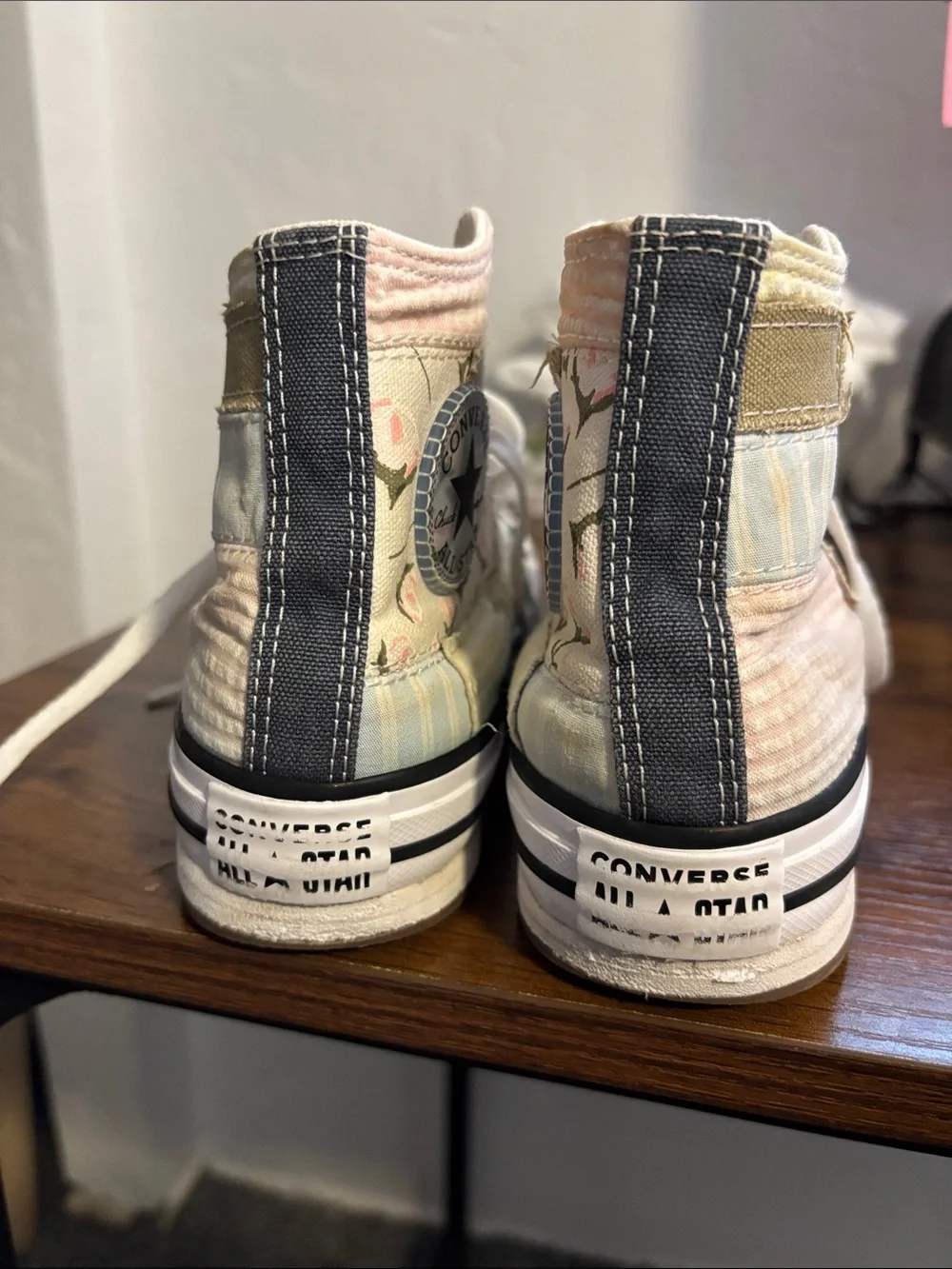 Converse Kids High-Top Patchwork Sneakers in Navy, Pink, Yellow and Cream